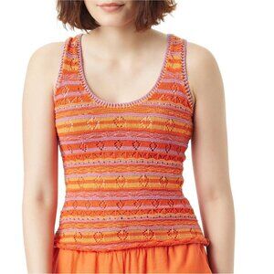 Sam Edelman Knit Vest Preppy Cottagecore Grandma Core Pointelle Orange S